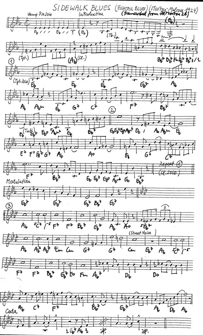 sidewalk blues free jazz leadsheet - Courtesy of the Jungle Jazz Band